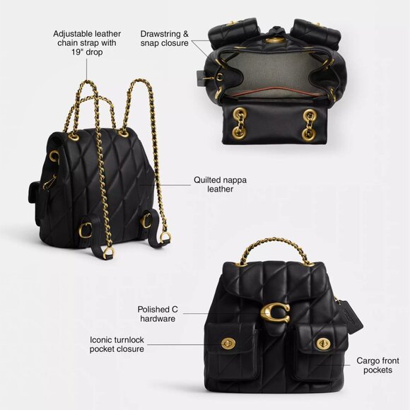 NWT ✅ COACH Tabby Backpack With Pillow Quilting CU076 CHALK ✨ NWTs - Picture 11 of 16